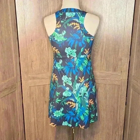 Columbia Midway Bay Blue Green Floral Tropical Sleeveless Mini Dress XS - Picture 3 of 5